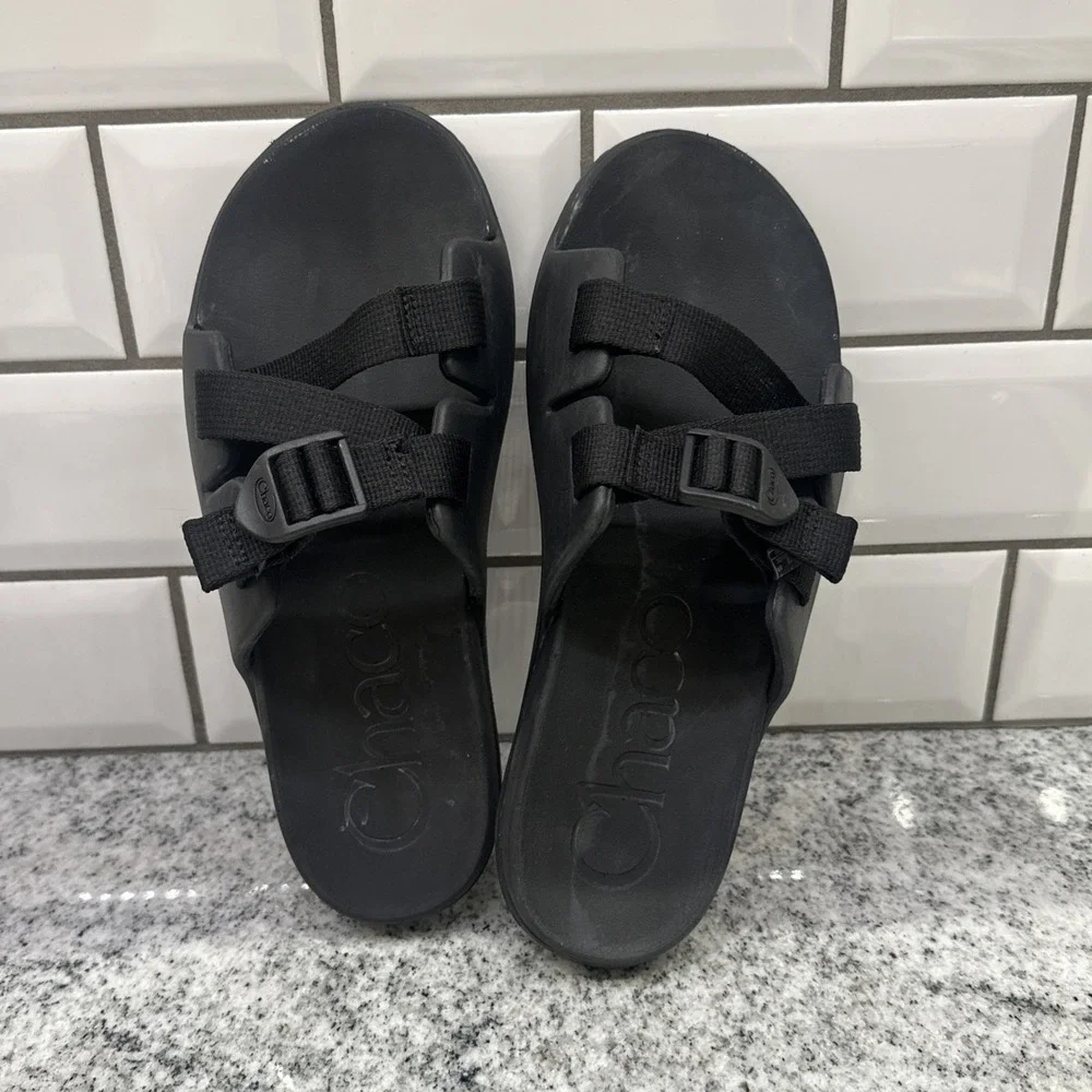 Chaco Chillos Slides Straps Unisex Youth 6‎ Recovery Black Vegan Comfort Float